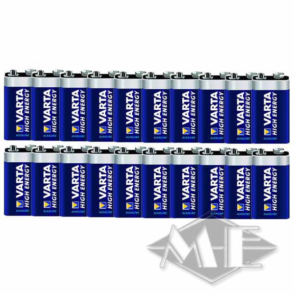 9V block Varta High Energy battery, pack of 20 9V block Varta High Energy battery, pack of 20