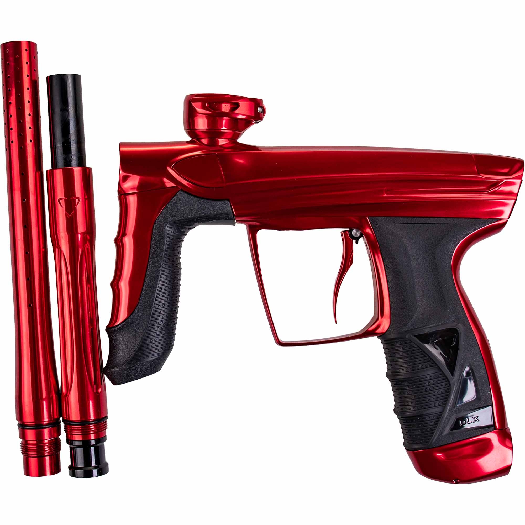 DLX Luxe® AIRE marker, polished red Paintball-Pistole, Marker, Rote Eloxierung, Griffstruktur, Barrel-Abschnitte