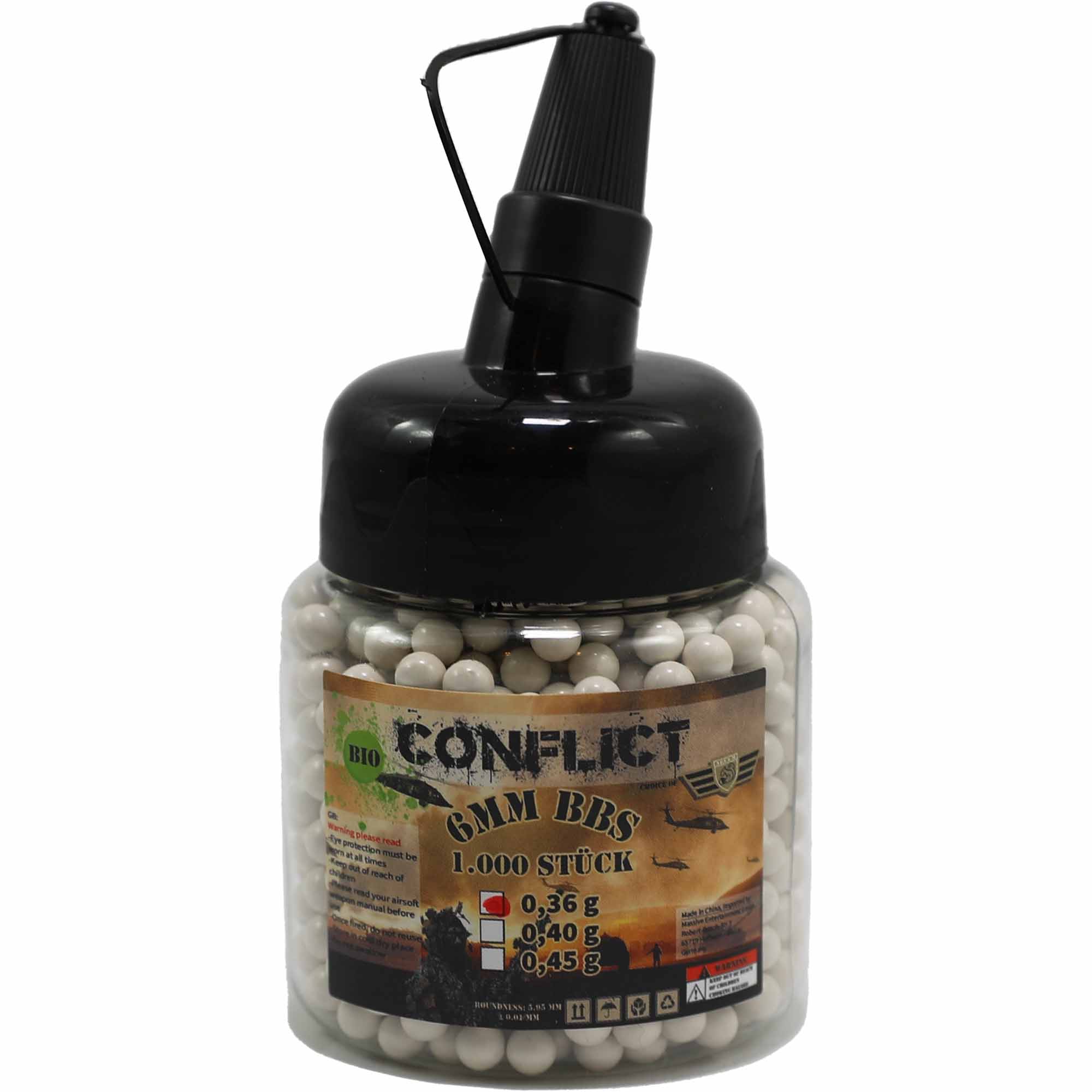 CONFLICT BIO BBs 6mm 0,36g 1.000 Pieces Bottle CONFLICT BIO BBs 6mm 0,36g 1.000 Pieces Bottle