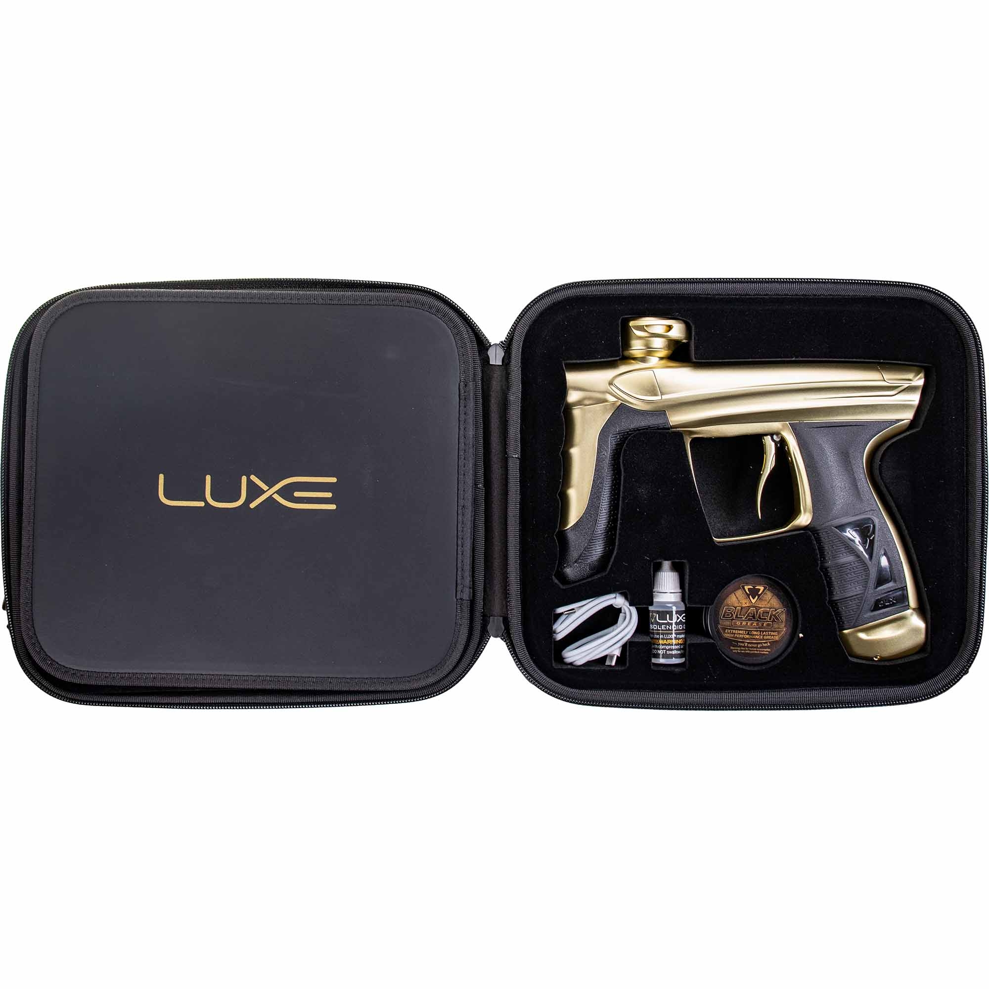 DLX Luxe® AIRE marker, dust gold Luxe, Gold color, Paintball marker, Koffer, Zubehör