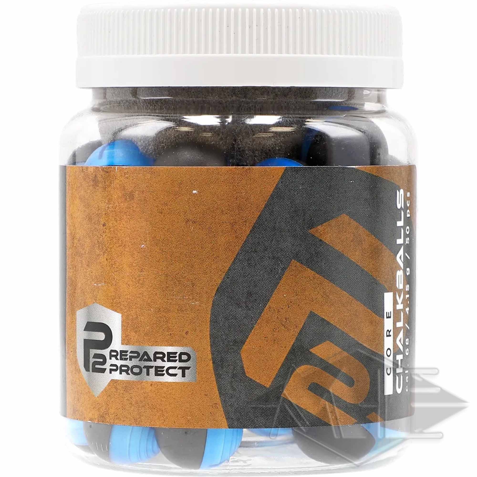 Umarex cal.68 chalk balls "T4E P2P Core Chalk Ball", BLK-BLU 50 pieces Flasche, Glas