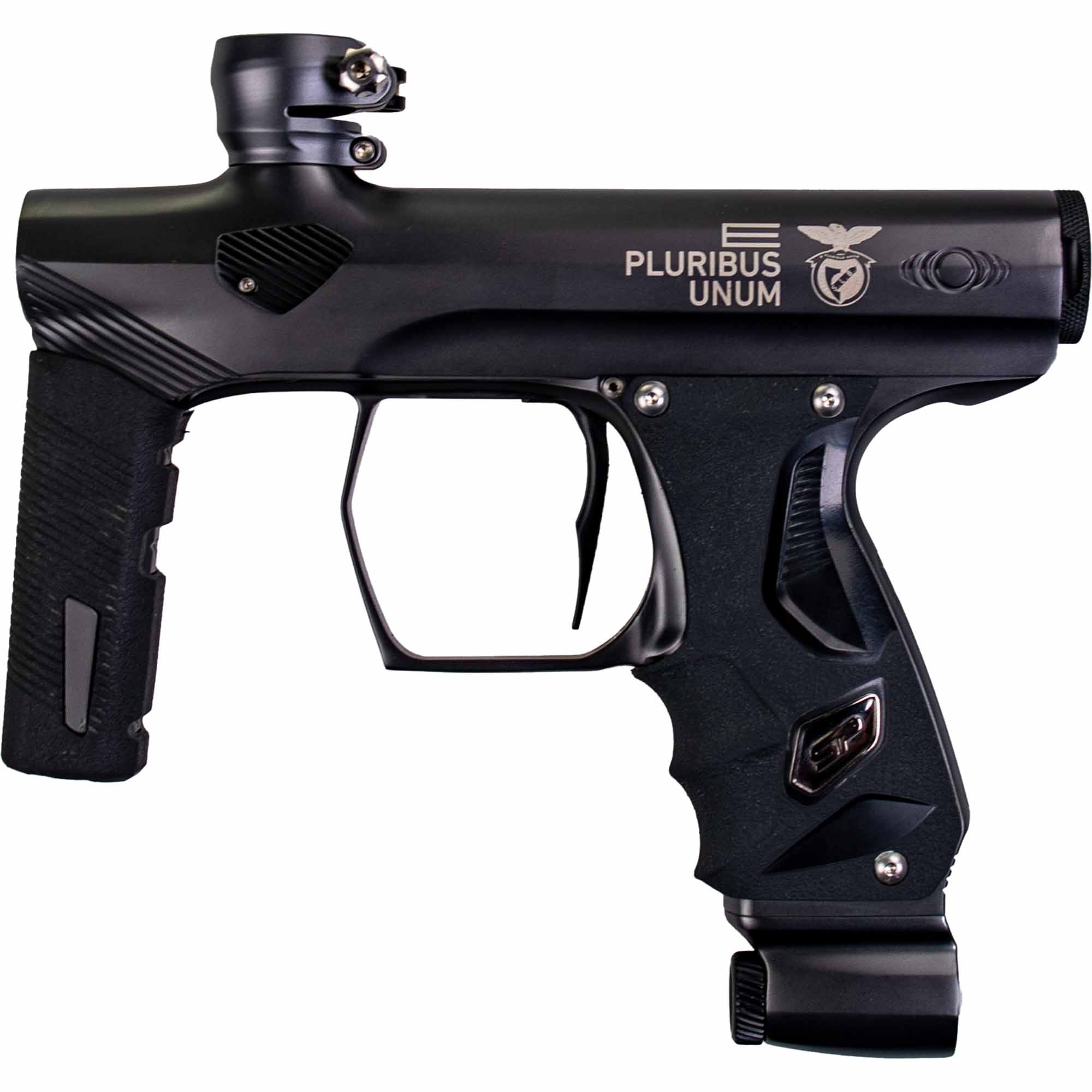 Paintball-Pistole, Griff mit Schiene, Schwarz, Hopper-Aufnahme, Auslöserrahmen