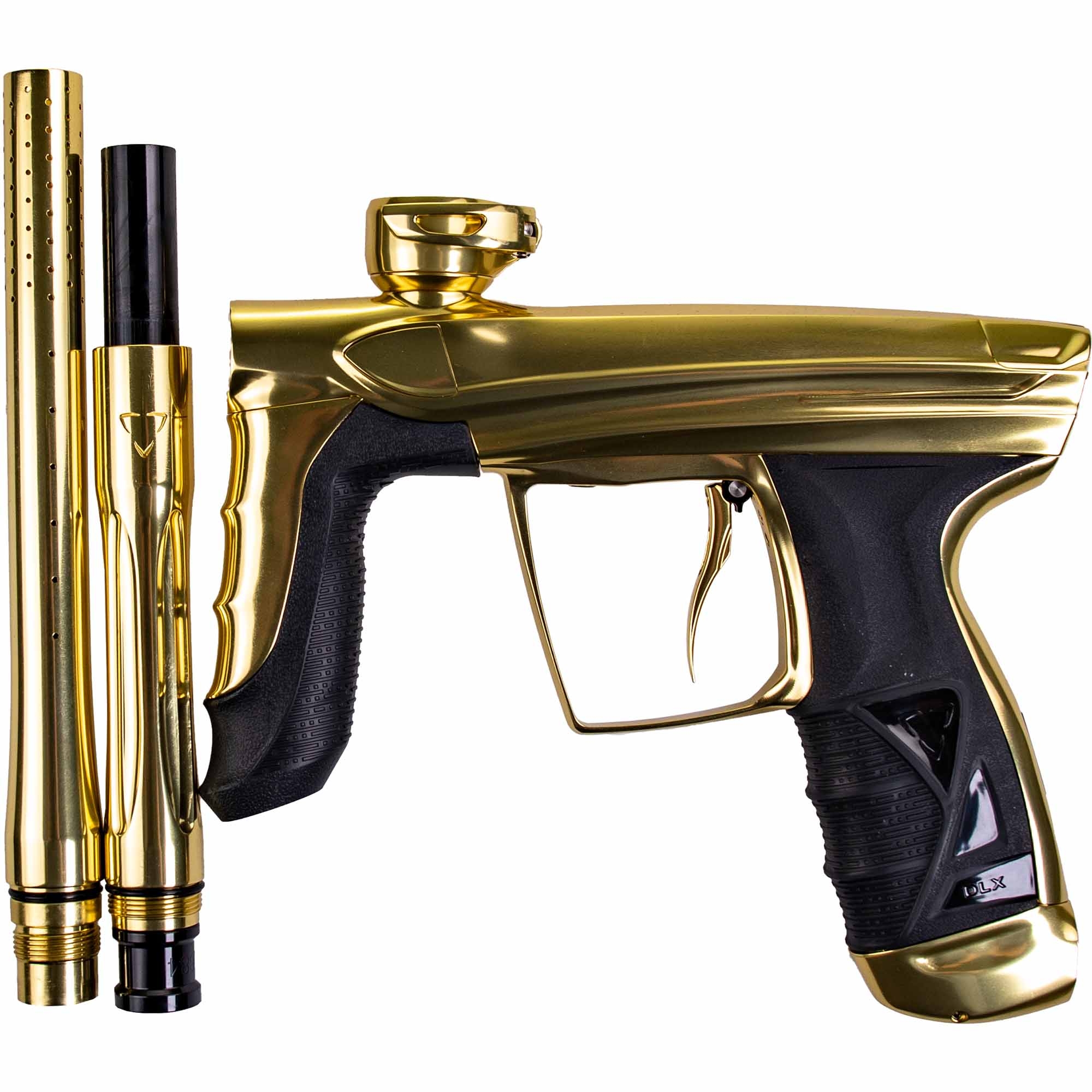 DLX Luxe® AIRE marker, polished gold paintball-gun, gold-plated, pistol, airgun, grip