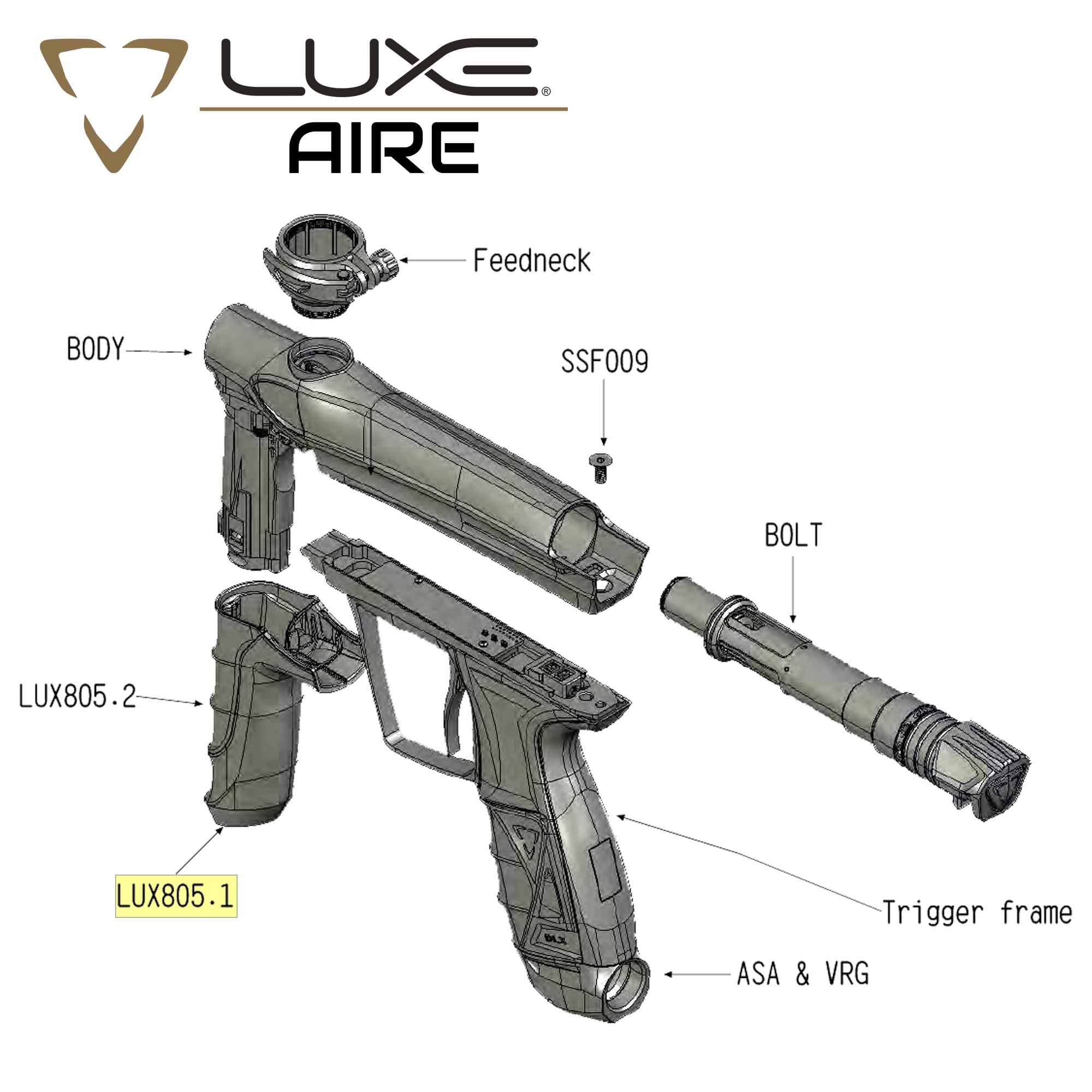 Schraubendreher, Feederclip, Trigger frame, Laserausführung, Pistolentdesign
