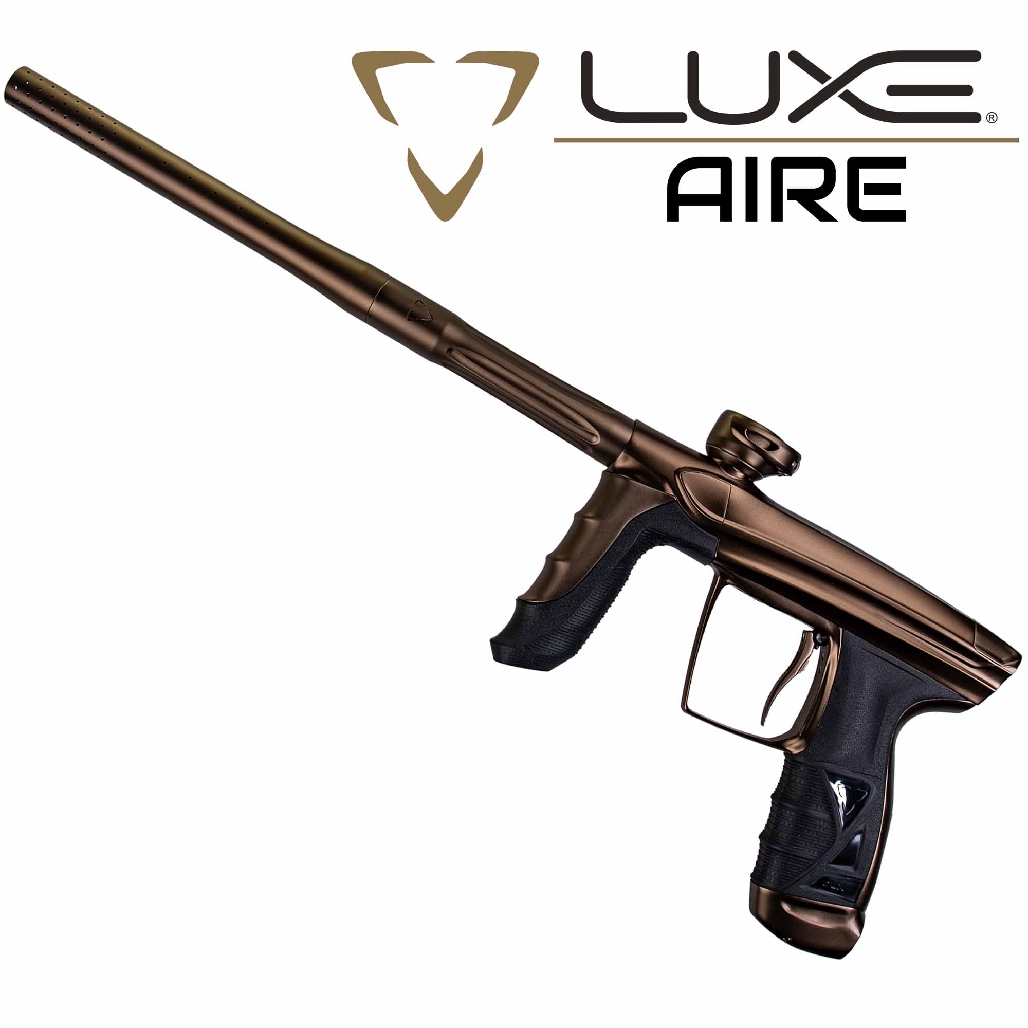 DLX Luxe® AIRE marker, dust copper Paintballmarker, Gasdurch, Braun, CO2-kompatibel, ergonomischer Griff