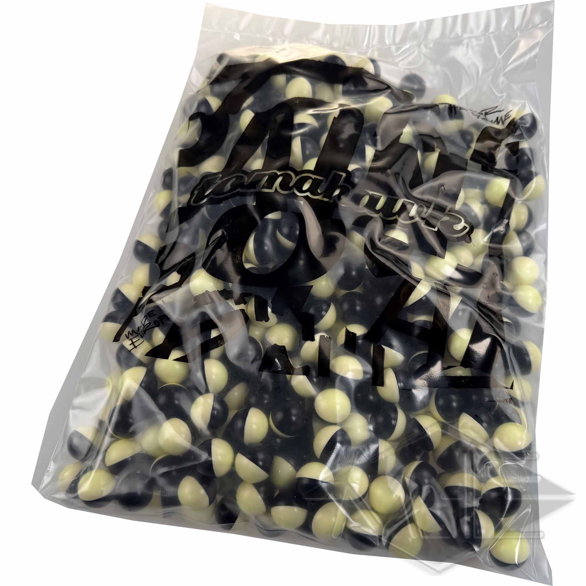 Tomahawk "MagFed Captain" paintballs, 1000 box Süßigkeiten, Schokoladen-Tröpfchen, Schwarz-Weiß, Beutel, Kühlware