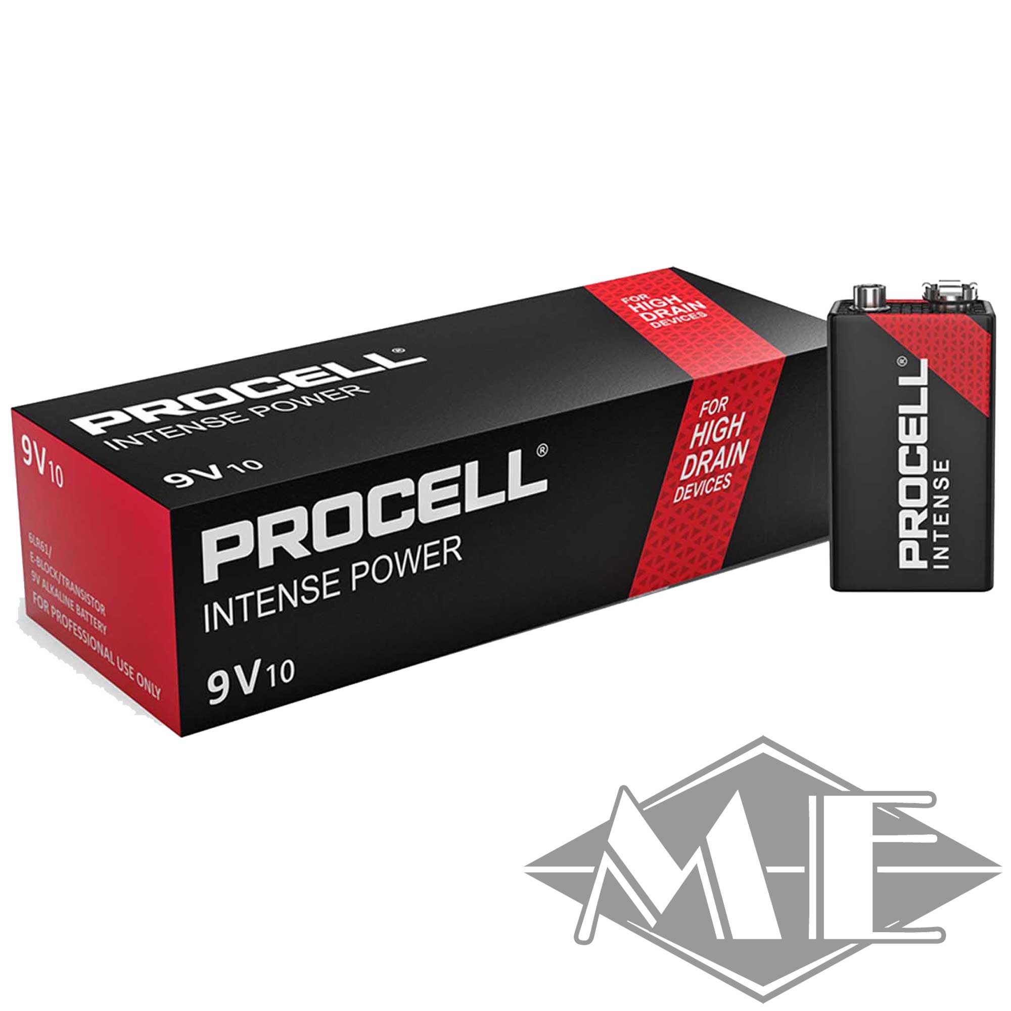 9V Duracell Procell Intense 9V block battery, box of 10 9V Duracell Procell Intense 9V block battery, box of 10