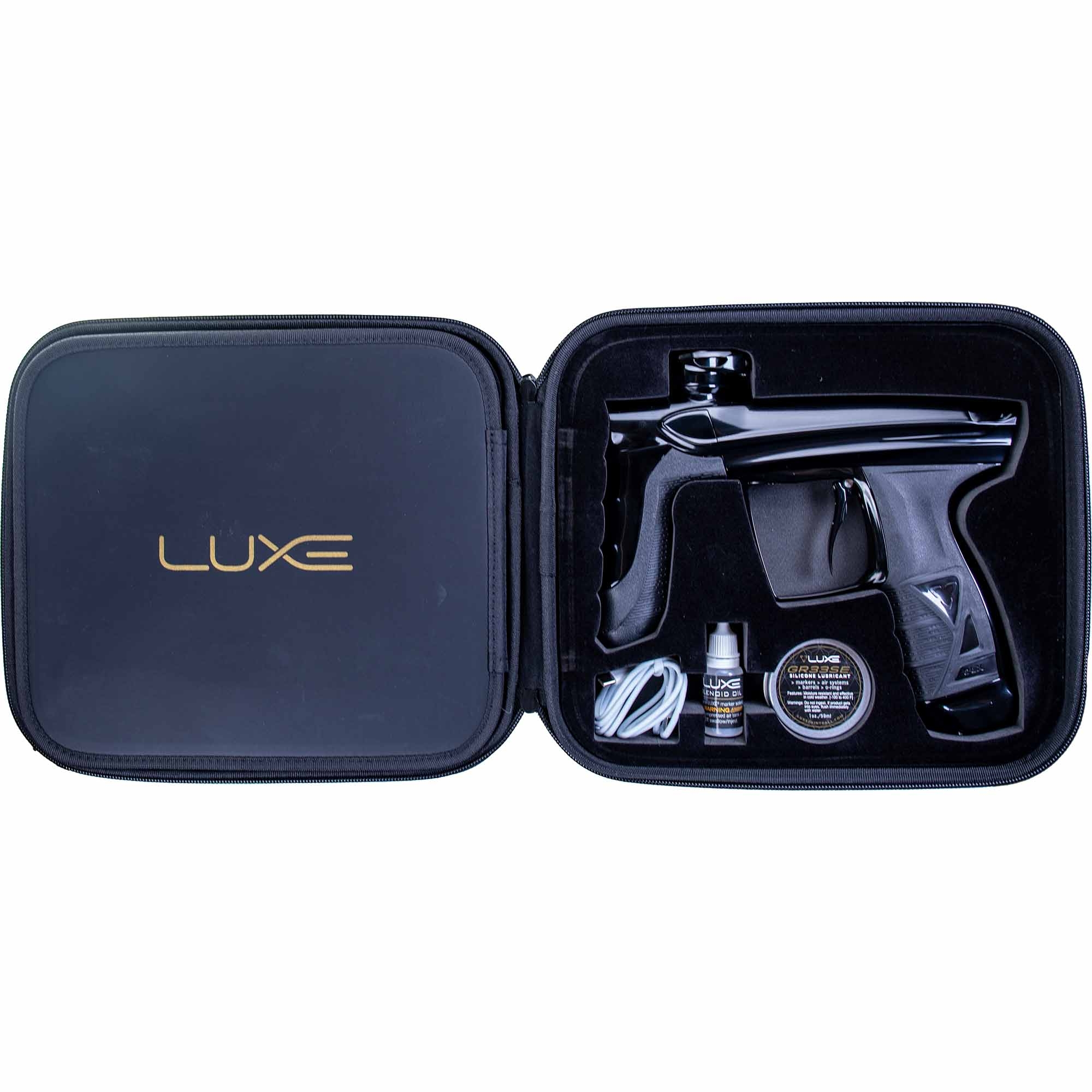 DLX Luxe® AIRE marker, polished black Schuhpflege-Set, Koffer-Case?, Gepolsterte Tasche, Pistolen-Set, Luxe