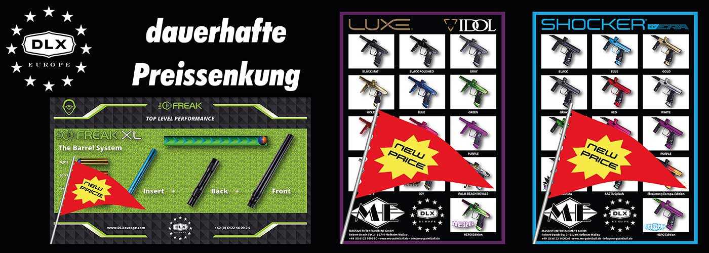DLX neue Preise DLX neue Preise, Pistole, Waffe, Werbung, Plakat
