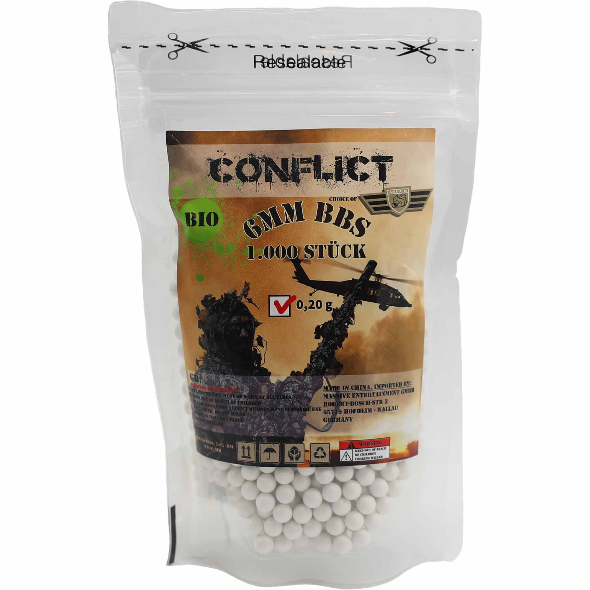 CONFLICT BIO BBs 6mm 0,20g 1.000 Pieces Bag CONFLICT BIO BBs 6mm 0,20g 1.000 Pieces Bag