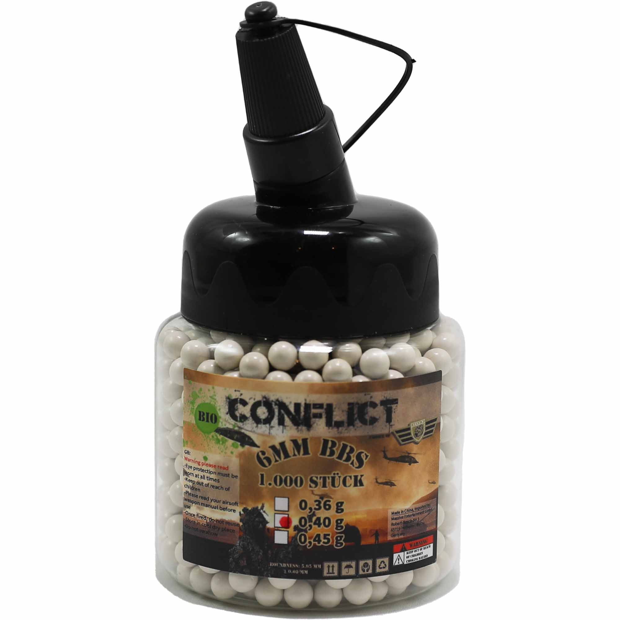 CONFLICT BIO BBs 6mm 0,40g 1.000 Pieces Bottle CONFLICT BIO BBs 6mm 0,40g 1.000 Pieces Bottle
