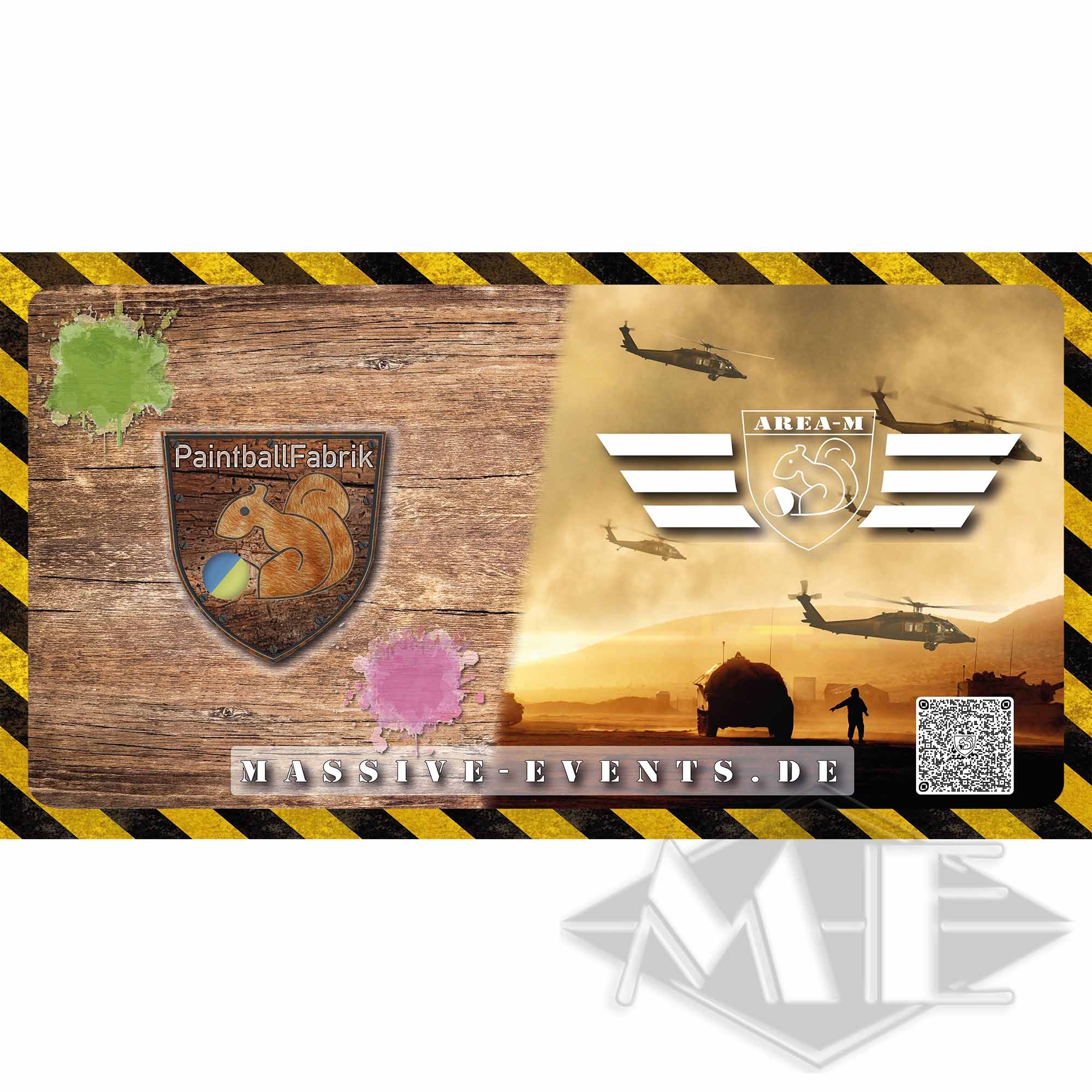 1b288f0e9d44e75cc83fd4f6b6ae18037284bc23 Construction-Banner "Paintball Fabrik/Area-M" 335 x 180 cm