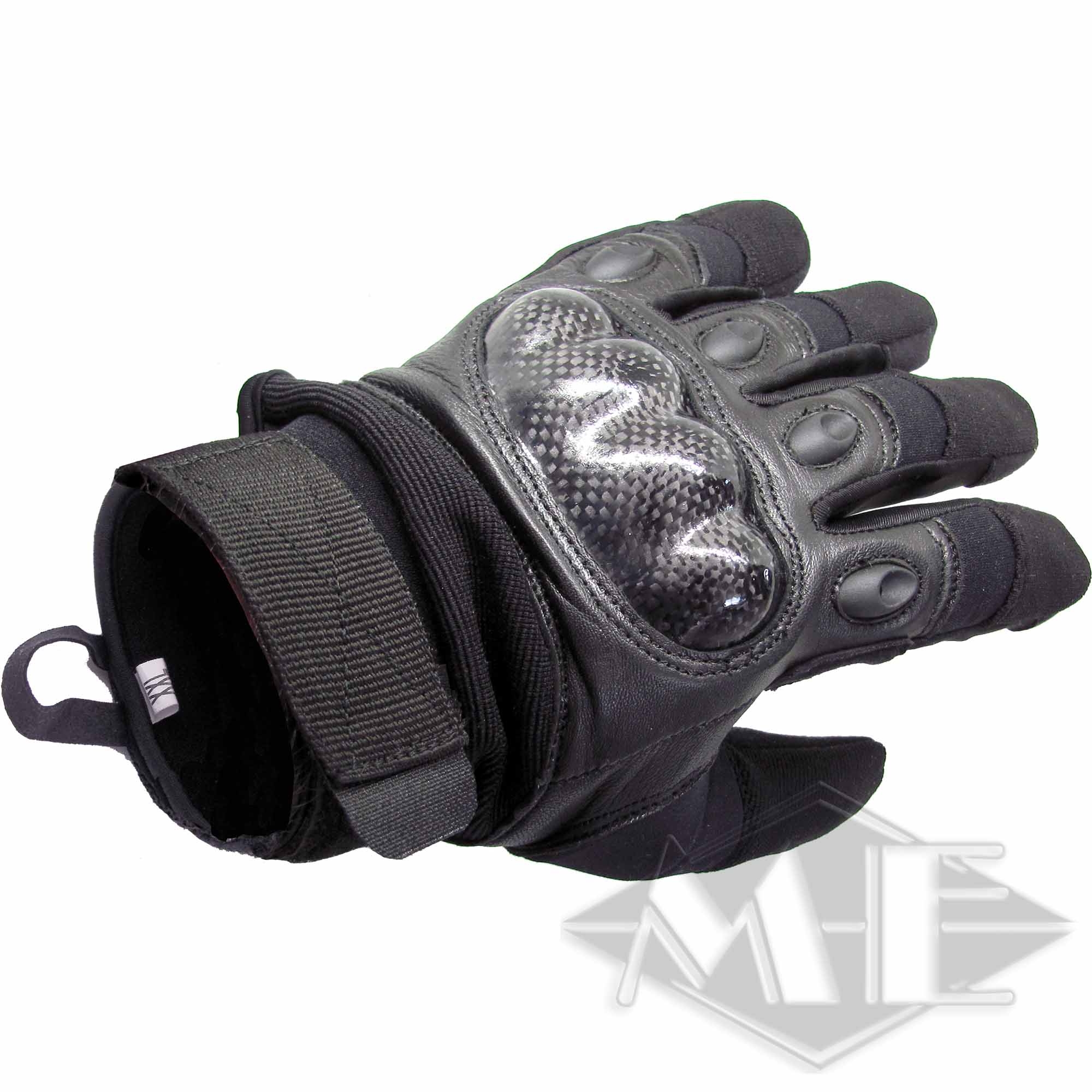 Full finger gloves "Operator" Motorrad-Handschuh, Kevlar-Panzer, Gepolsterte Handflächen, Schwarz, Klettverschluss