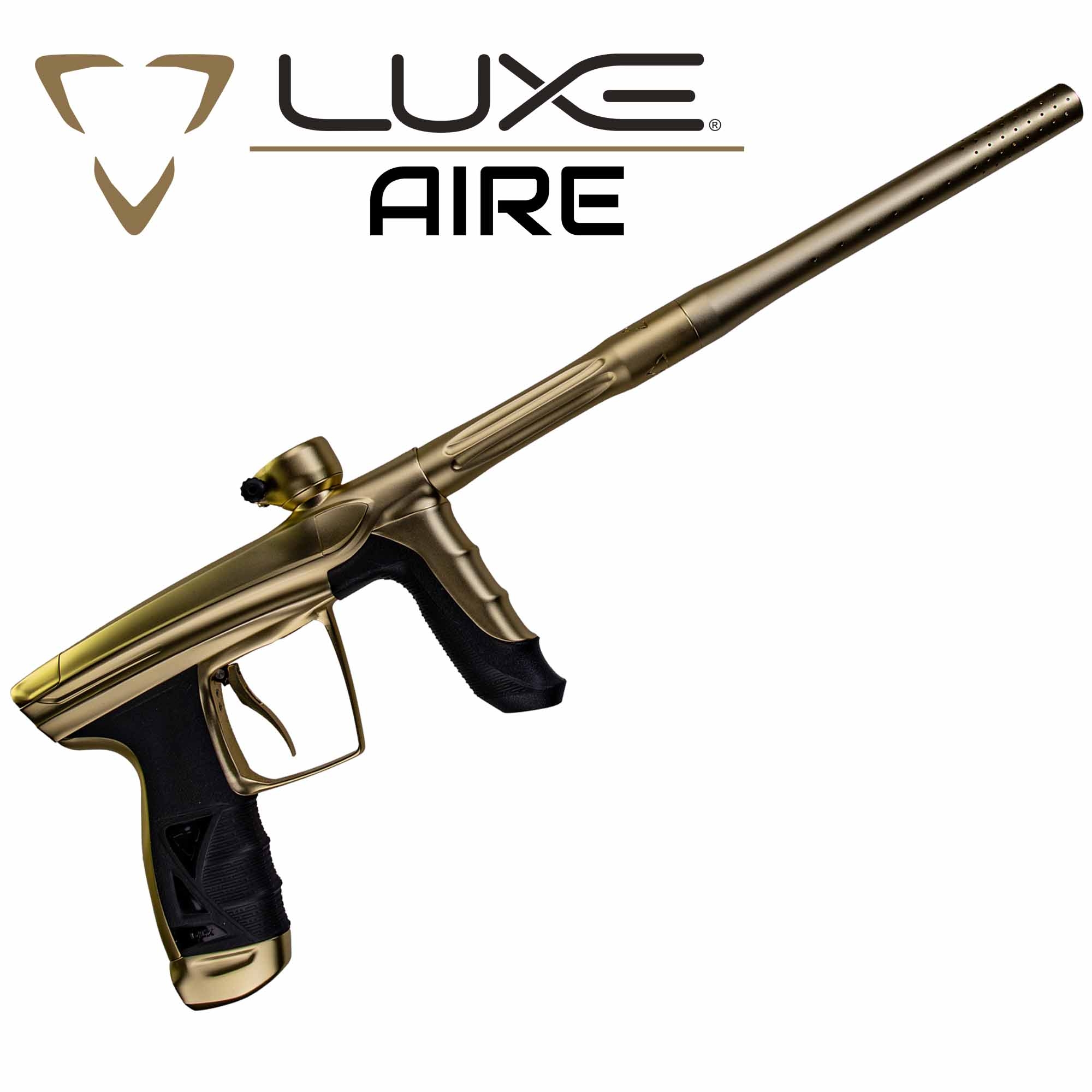 DLX Luxe® AIRE marker, dust gold Paintball-Gewehr, Marker, Goldene Farbe, Langer Lauf, ergonomischer Griff