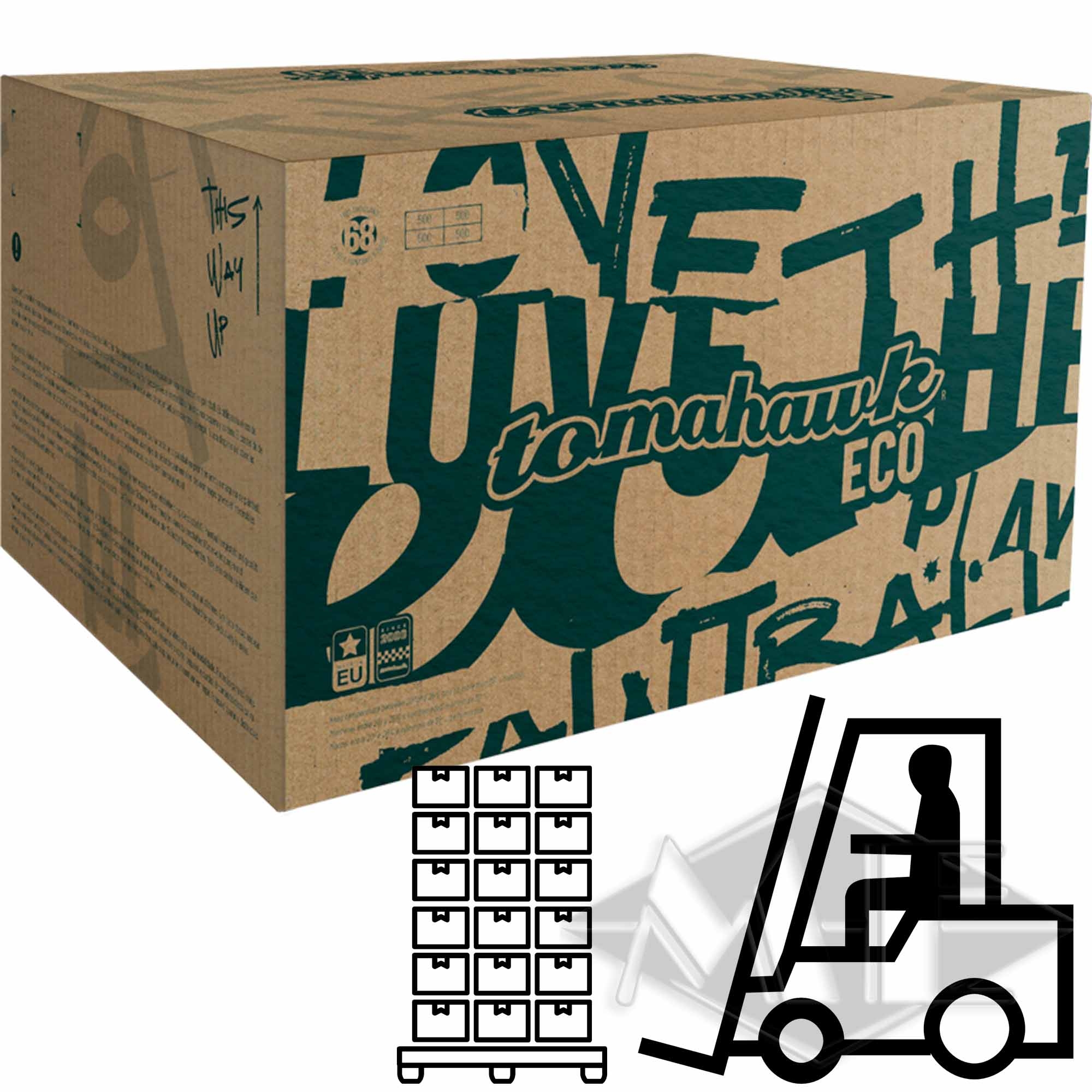 Tomahawk "ECO" paintballs, 130 boxes 1/1 Pallet box, karton, versand, verpackung, eco