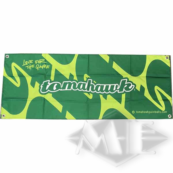 Banner "Tomahawk Love for the Game" 140 x 56 cm Visitenkarte, Papier, Text